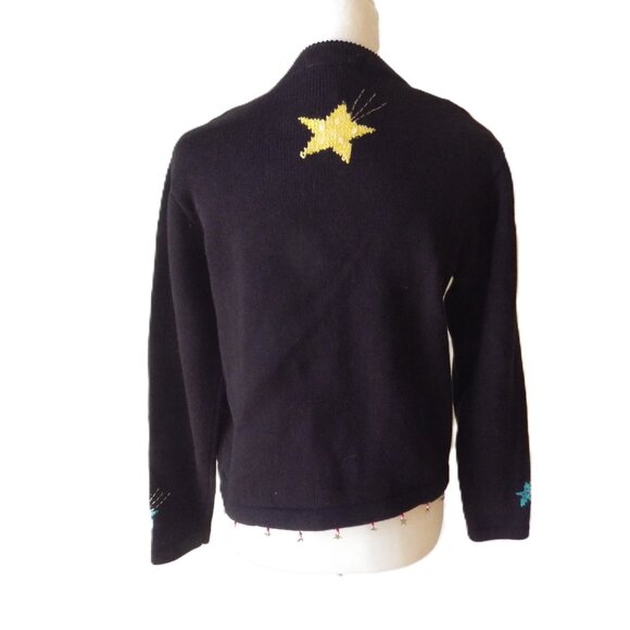 Vintage Jack B Quick Embellished Cardigan Sweater/ Shooting Stars - Picture 3 of 8